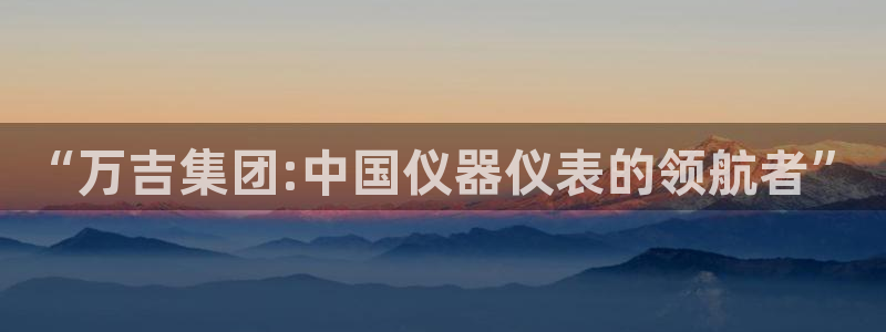 登录云顶集团怎么登录：“万吉集团:中国仪器仪表的领航者”